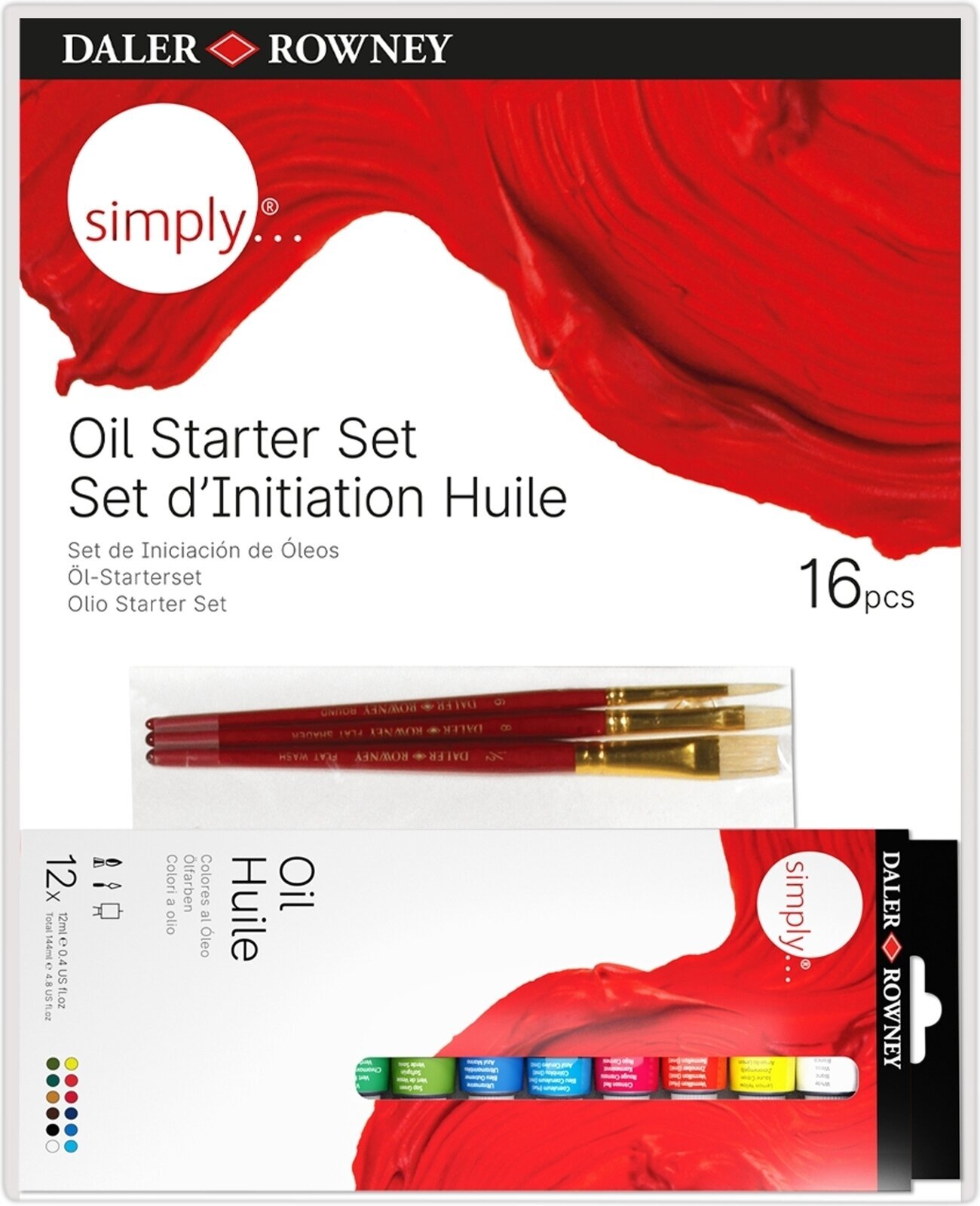 Tempera ad olio Daler Rowney Simply Set di colori ad olio 12 x 12 ml