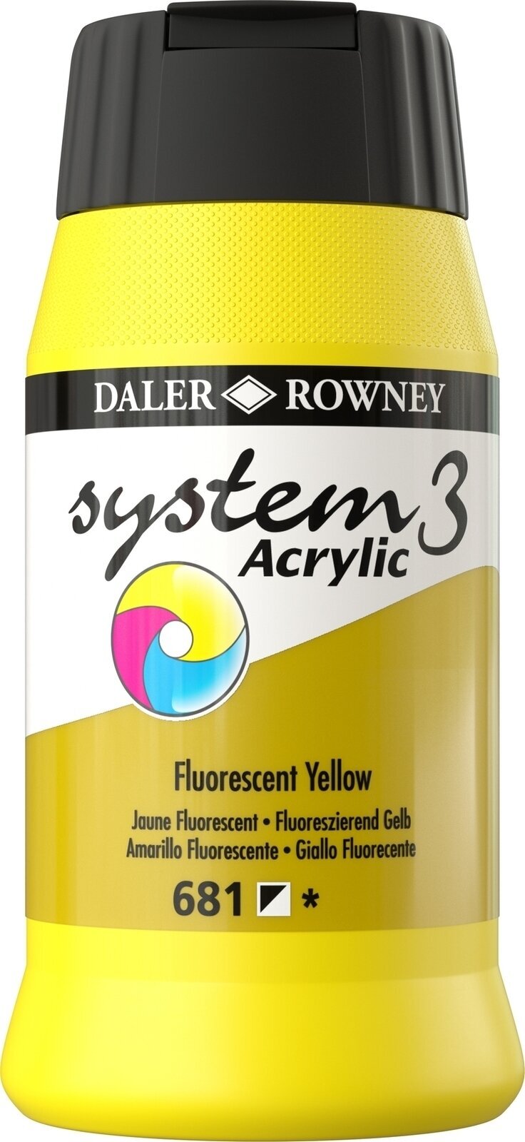 Culoare acrilică Daler Rowney System3 Vopsea acrilică Fluorescent Yellow 500 ml 1 buc