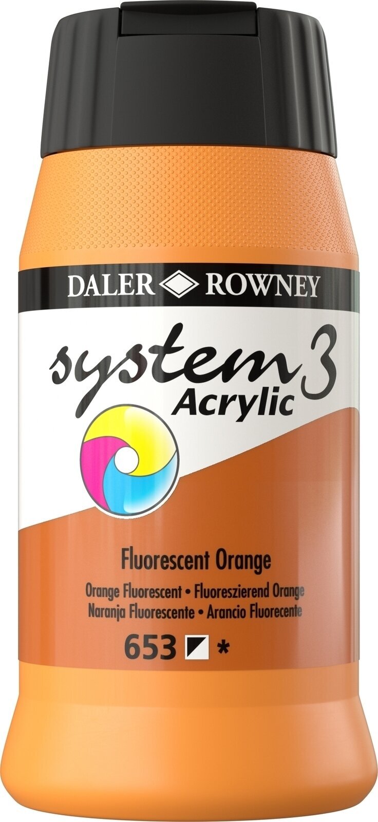 Akrilna barva Daler Rowney System3 Akrilna barva Fluorescent Orange 500 ml 1 kos
