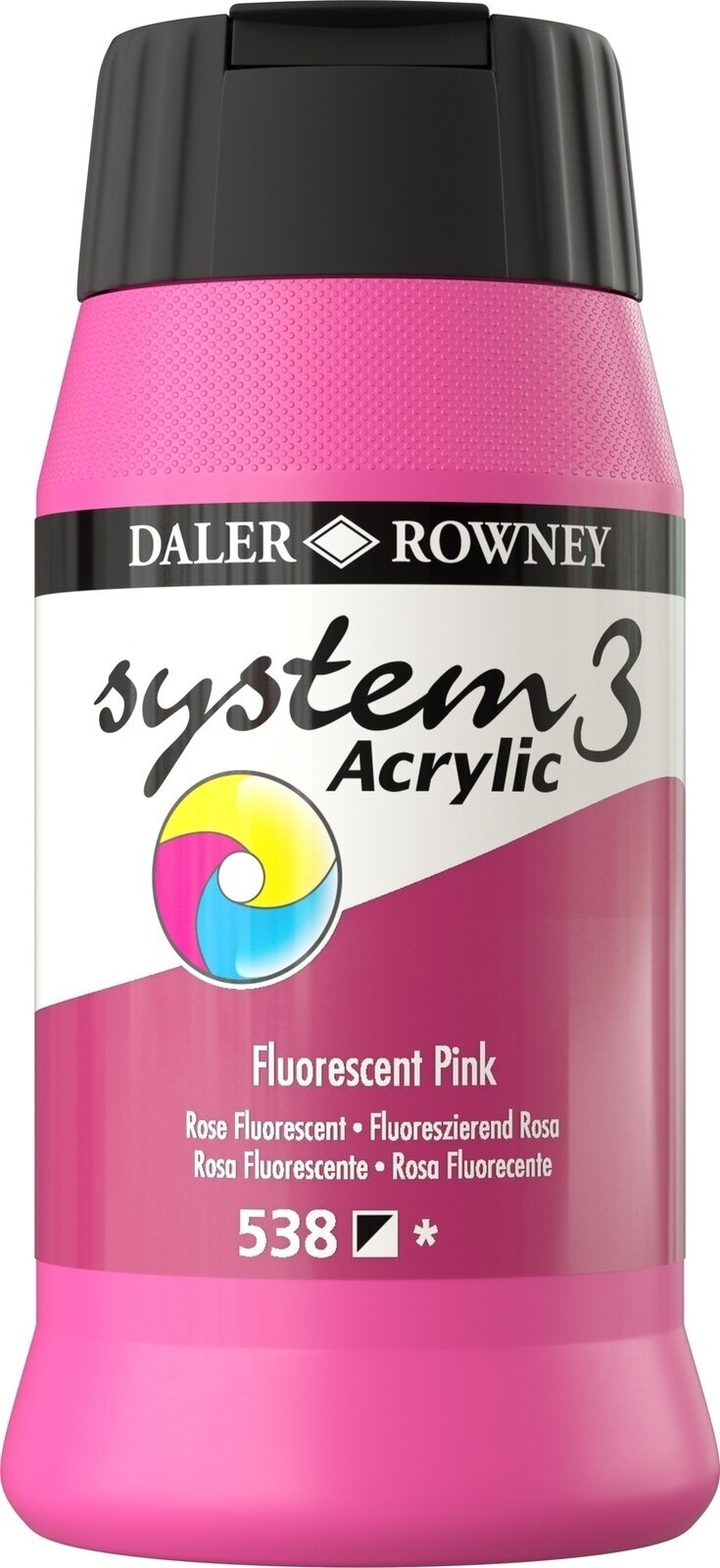 Colore acrilico Daler Rowney System3 Colori acrilici Fluorescent Pink 500 ml 1 pz