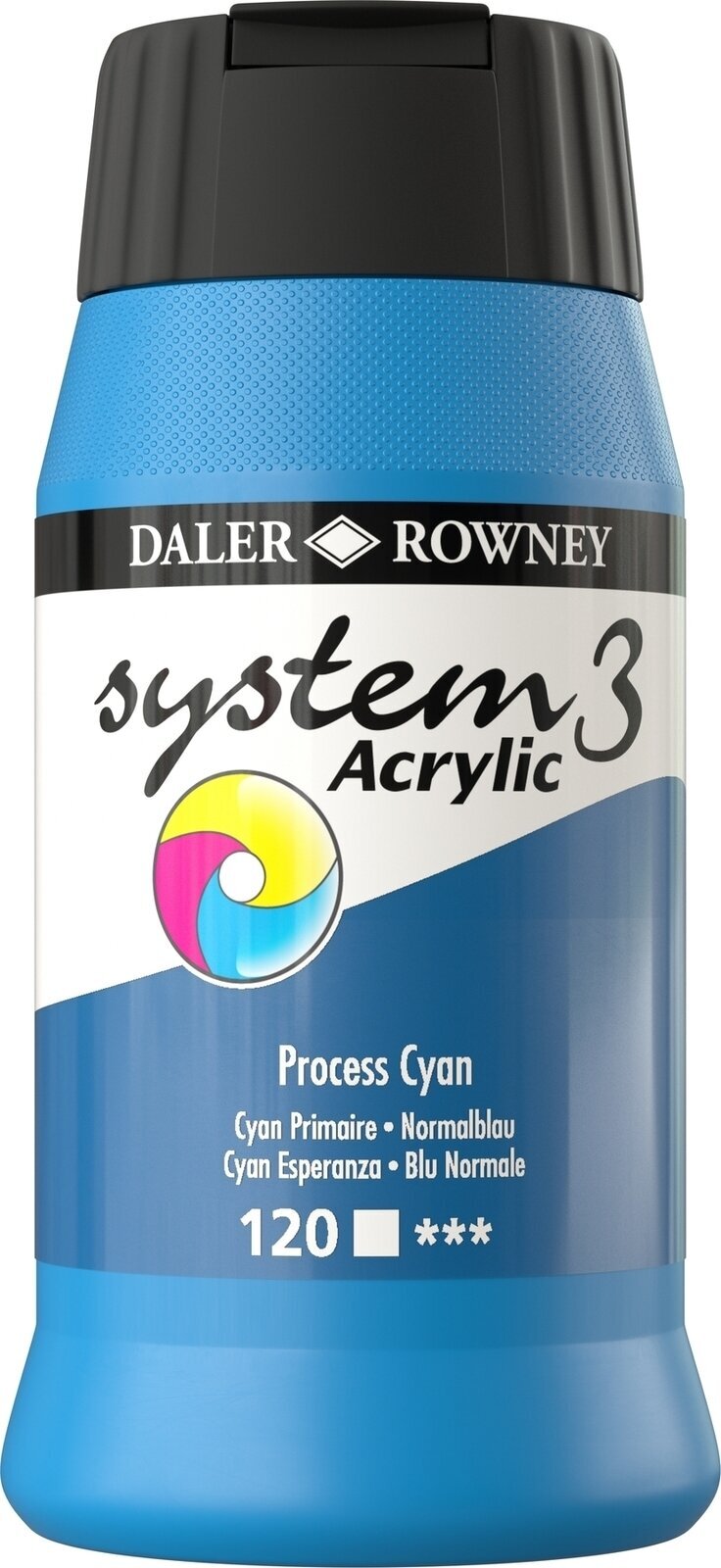 Colore acrilico Daler Rowney System3 Colori acrilici Process Cyan 500 ml 1 pz