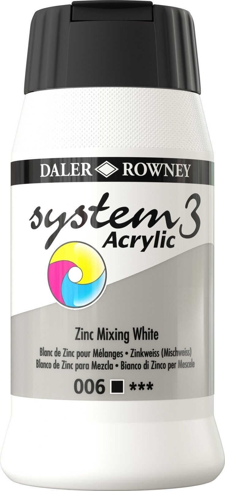 Tinta acrílica Daler Rowney System3 Tinta acrílica Zinc Mixing White 500 ml 1 un.