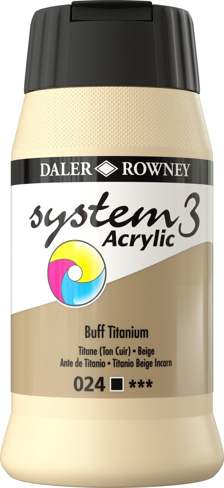 Acrylverf Daler Rowney System3 Acrylverf Buff Titanium 500 ml 1 stuk