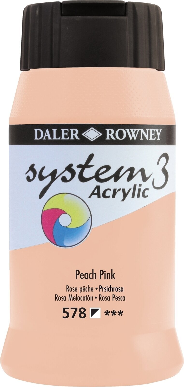Colore acrilico Daler Rowney System3 Colori acrilici Peach Pink 500 ml 1 pz