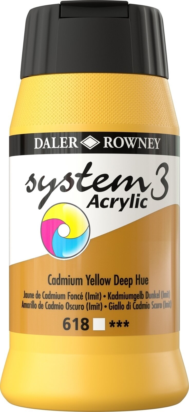 Akryylimaali Daler Rowney System3 Akryylimaali Cadmium Yellow Deep Hue 500 ml 1 kpl