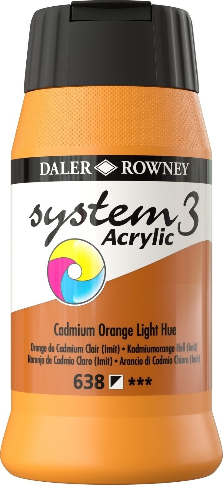 Culoare acrilică Daler Rowney System3 Vopsea acrilică Cadmium Orange Light Hue 500 ml 1 buc