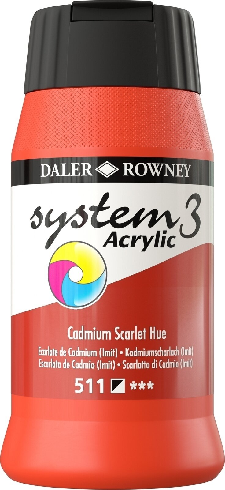Akryylimaali Daler Rowney System3 Akryylimaali Cadmium Scarlet Hue 500 ml 1 kpl