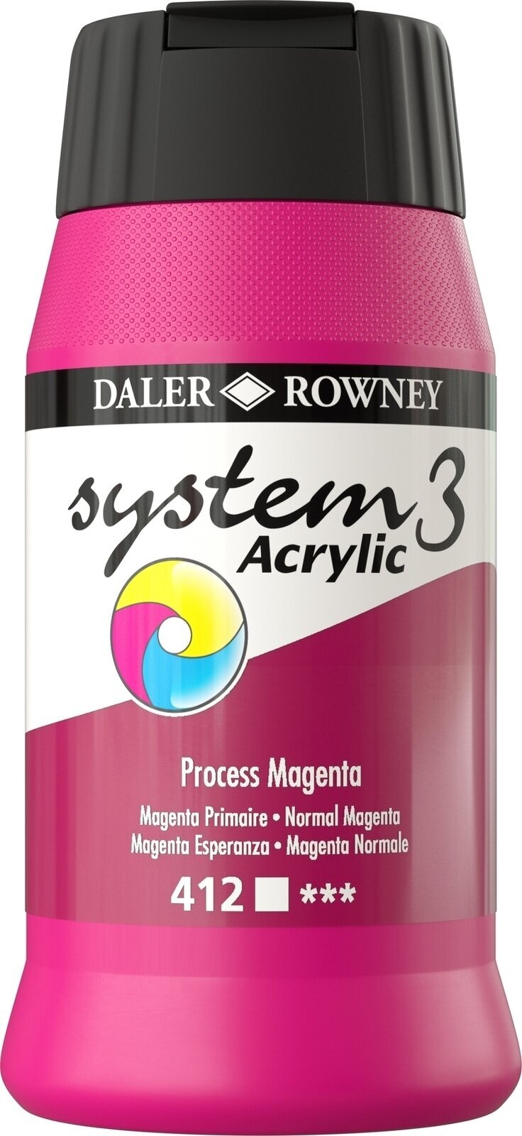 Colore acrilico Daler Rowney System3 Colori acrilici Process Magenta 500 ml 1 pz