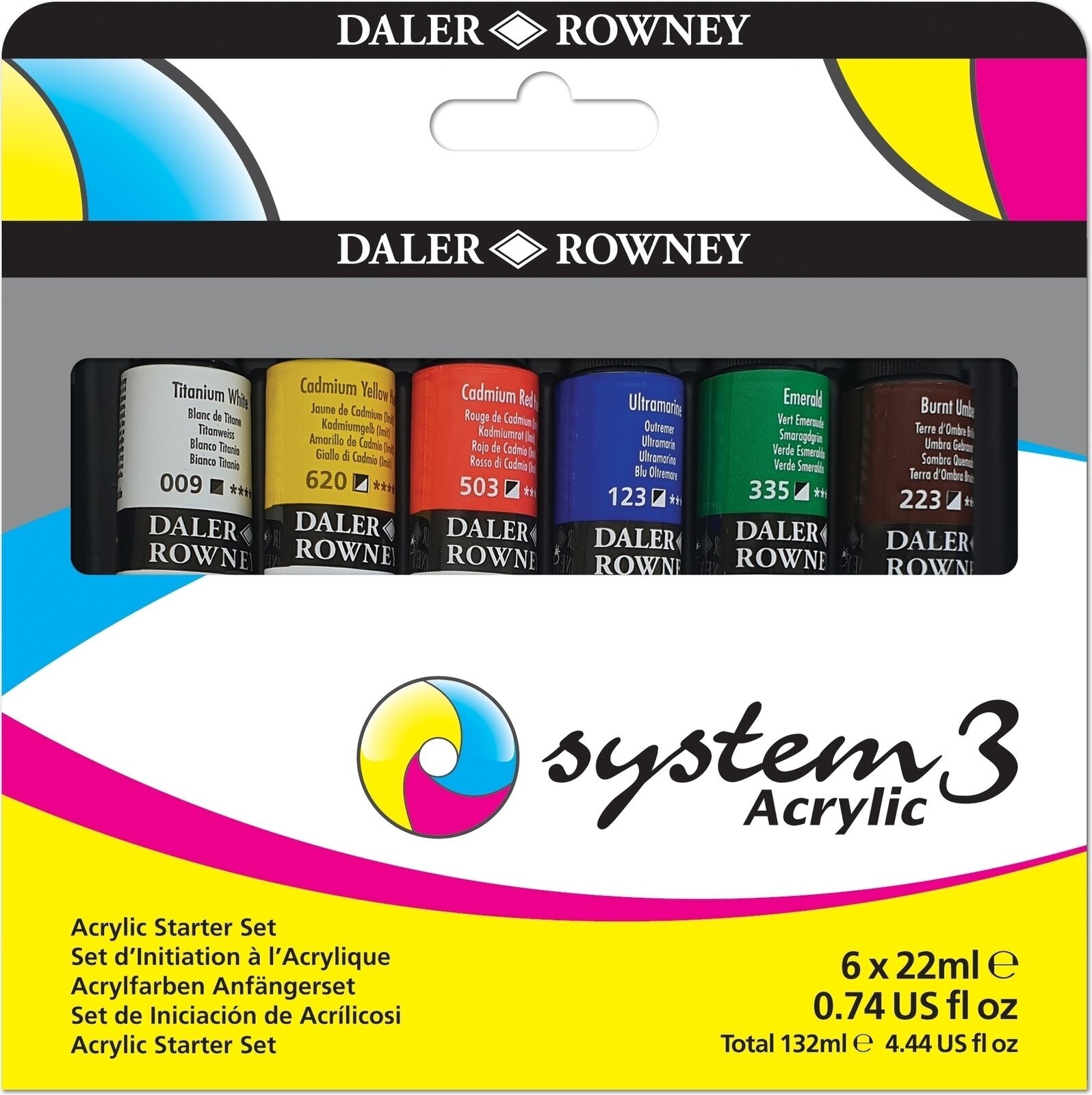 Peinture acrylique Daler Rowney System3 Ensemble de peintures acryliques 6 x 22 ml