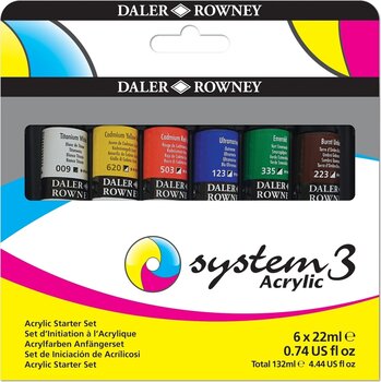 Akrilfesték Daler Rowney System3 Akril festékek készlete 6 x 22 ml - 1