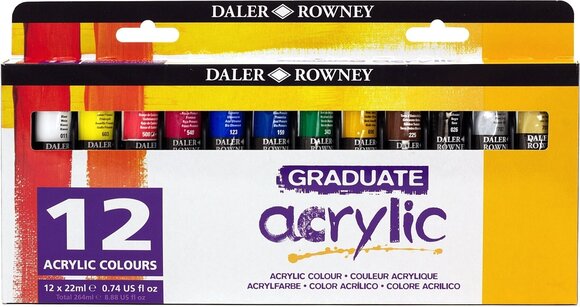 Colore acrilico Daler Rowney Graduate Set di colori acrilici 12 x 22 ml - 1