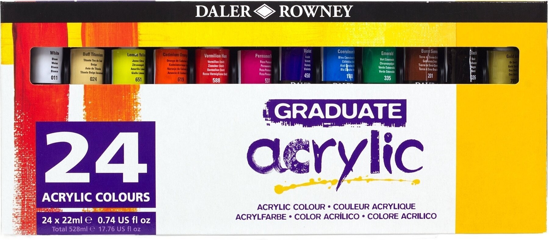 Akrylfärg Daler Rowney Graduate Uppsättning av akrylfärger 24 x 22 ml