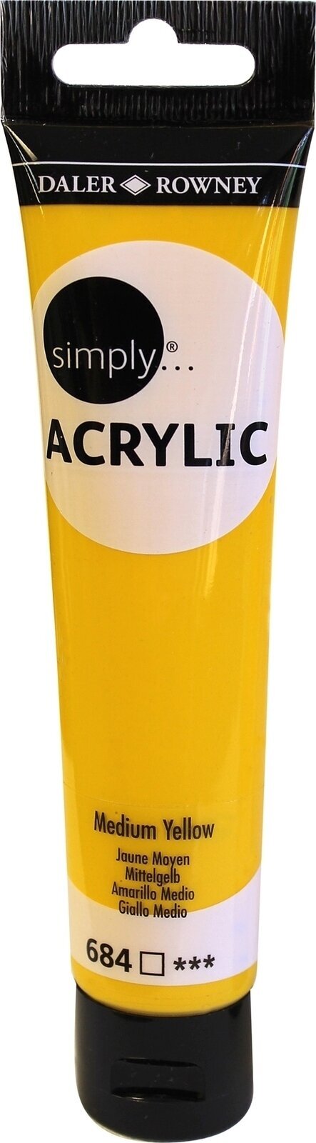 Akryylimaali Daler Rowney Simply Akryylimaali Medium Yellow 75 ml 1 kpl
