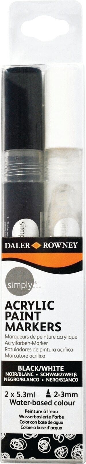Filctollak Daler Rowney Simply Acrylic Marker Akril markerek készlete Fekete/Fehér 2 x 5,3 ml