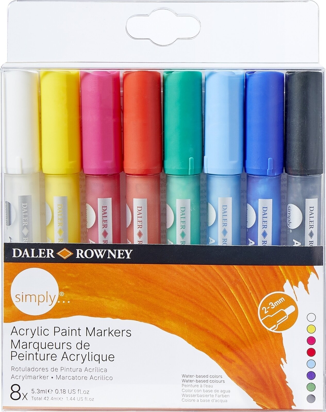 Viltstift Daler Rowney Simply Acrylic Marker Set acrylstiften 8 x 5,3 ml