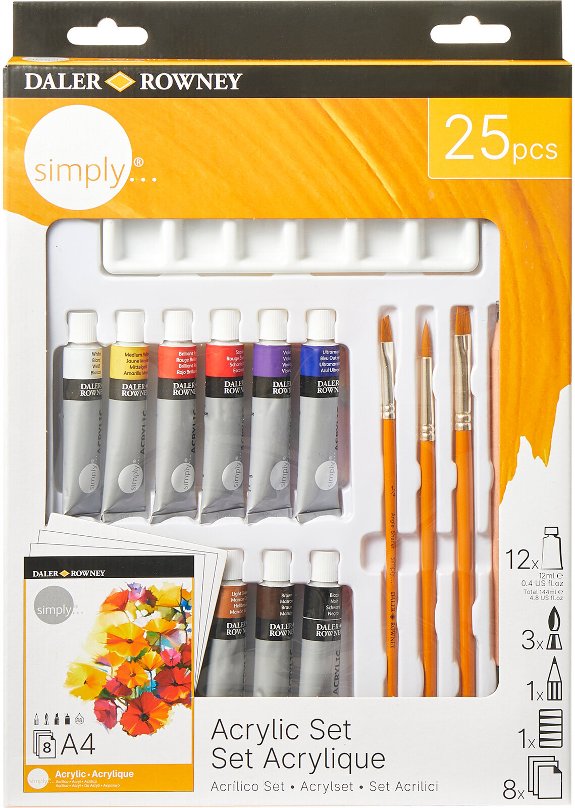 Culoare acrilică Daler Rowney Simply Set de vopsele acrilice 12 x 12 ml