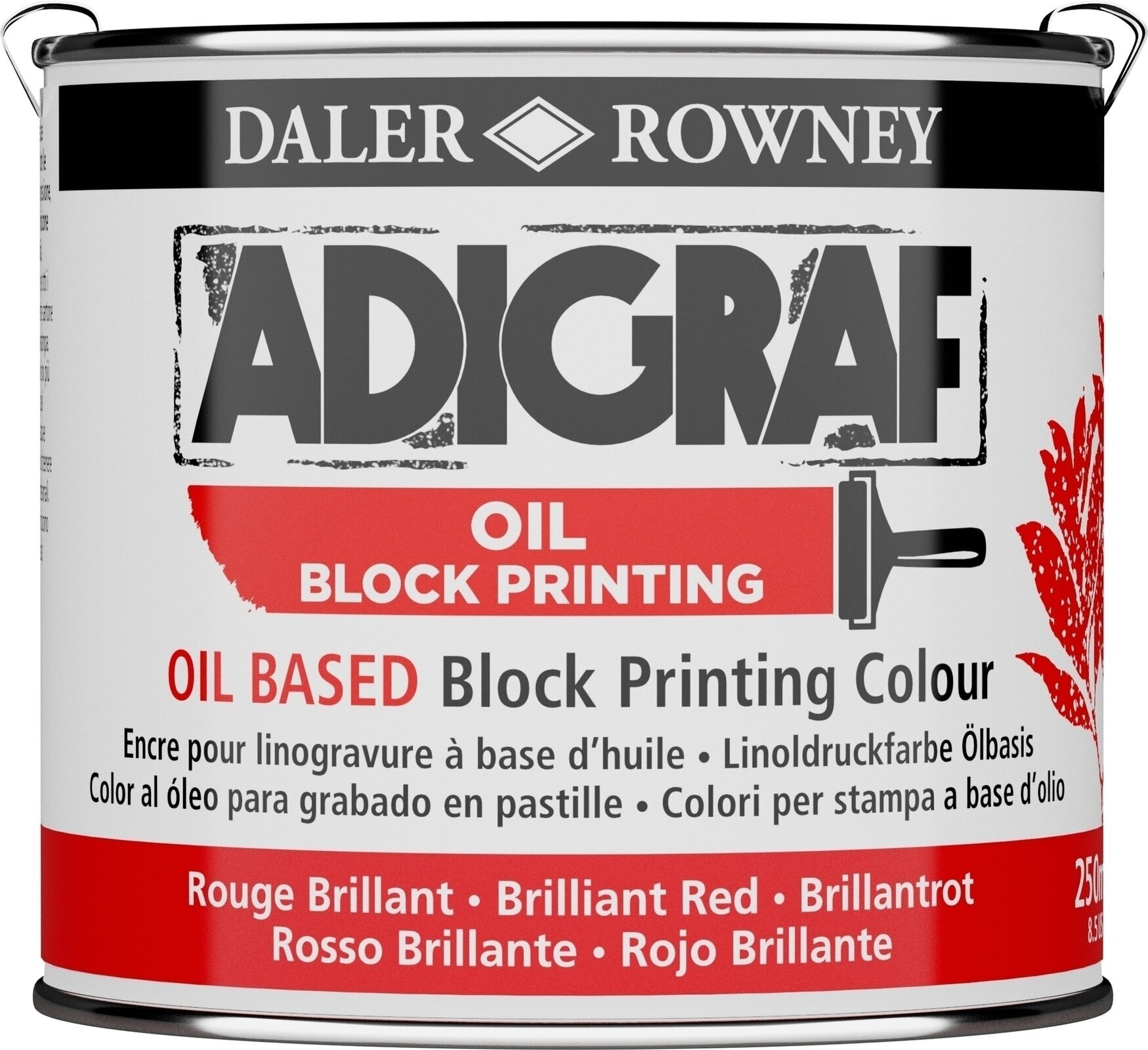 Barva za linotisk Daler Rowney Adigraf Block Printing Oil Barva za linotisk Brilliant Red 250 ml
