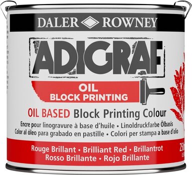 Paint For Linocut Daler Rowney Adigraf Block Printing Oil Paint For Linocut Brilliant Red 250 ml - 1