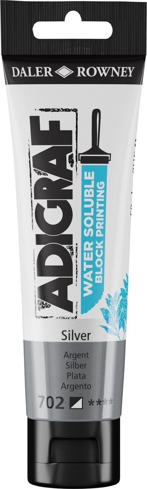 Verf voor linosnede Daler Rowney Adigraf Block Printing Water Soluble Colour Verf voor linosnede Silver 59 ml