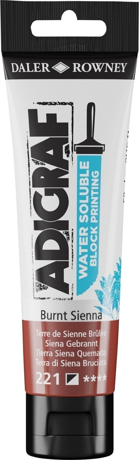 Verf voor linosnede Daler Rowney Adigraf Block Printing Water Soluble Colour Verf voor linosnede Burnt Sienna 59 ml