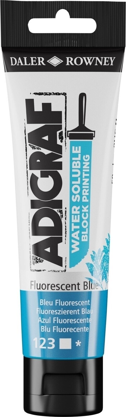 Verf voor linosnede Daler Rowney Adigraf Block Printing Water Soluble Colour Verf voor linosnede Fluorescent Blue 59 ml
