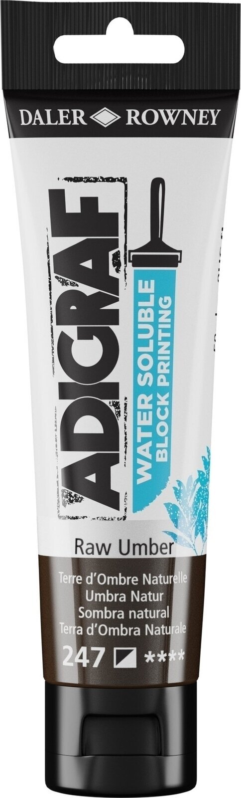 Färg för linoleumsnitt Daler Rowney Adigraf Block Printing Water Soluble Colour Färg för linoleumsnitt Raw Umber 59 ml