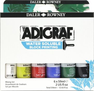 Paint For Linocut Daler Rowney Adigraf Block Printing Water Soluble Colour Paint For Linocut 6 x 59 ml - 1