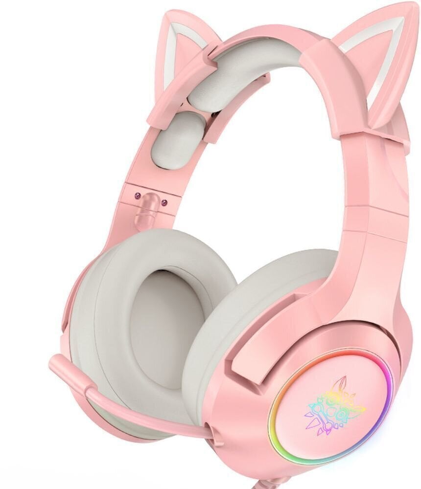 PC-Headset Onikuma K9 RGB Wired Gaming Headset With Cat Ears Pink