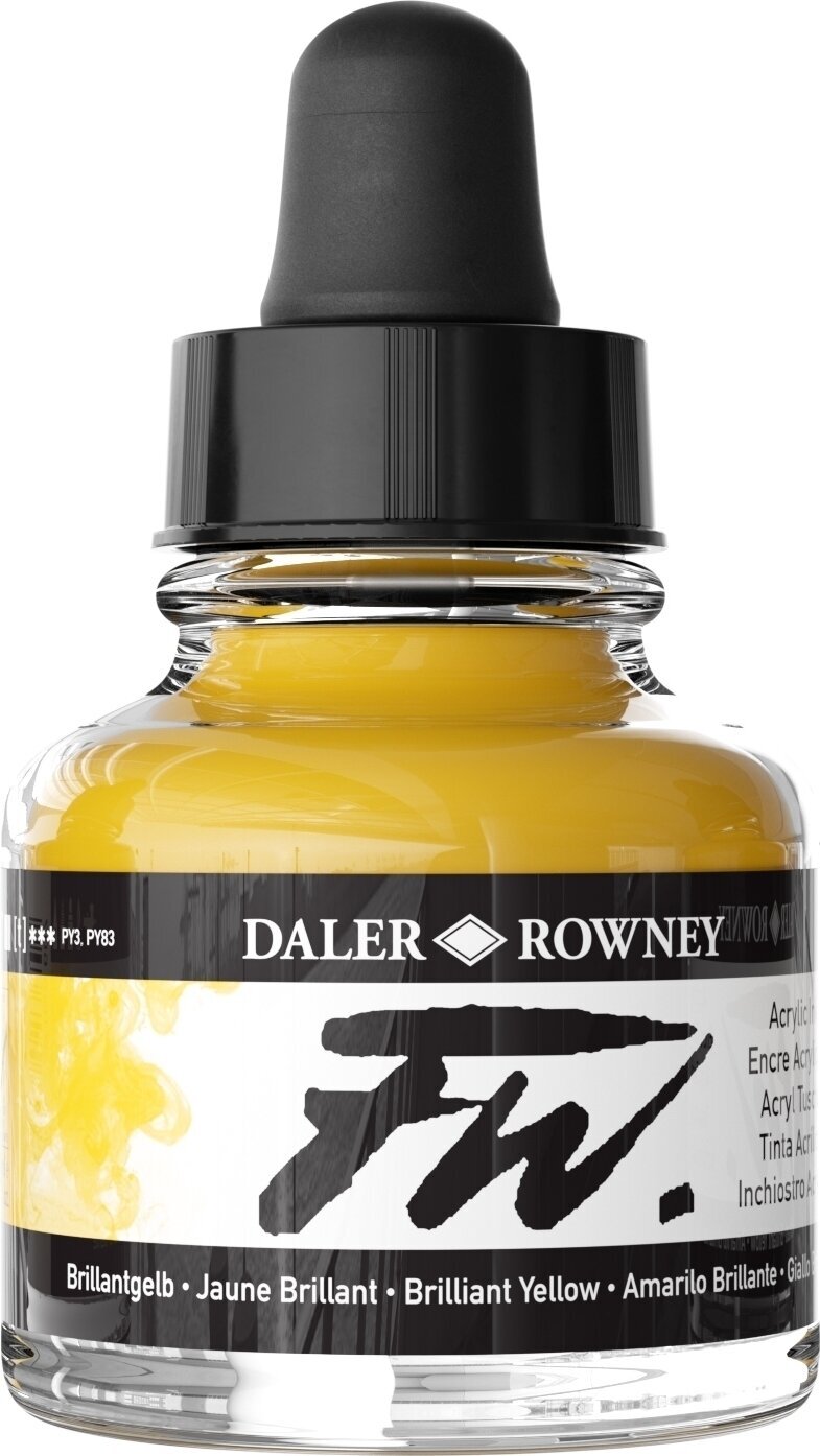 Muste Daler Rowney FW Acrylic Ink Brilliant Yellow 29,5 ml 1 kpl