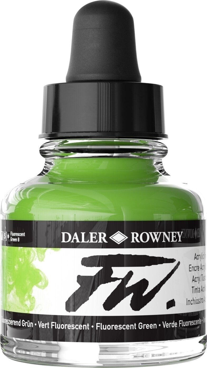 Muste Daler Rowney FW Acrylic Ink Fluorescent Green 29,5 ml 1 kpl