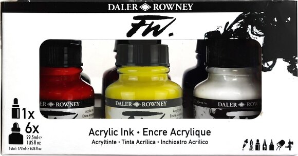 Ink Daler Rowney FW Cardboard Box Starter Set Set of Acrylic Ink 6 x 29,5 ml - 1