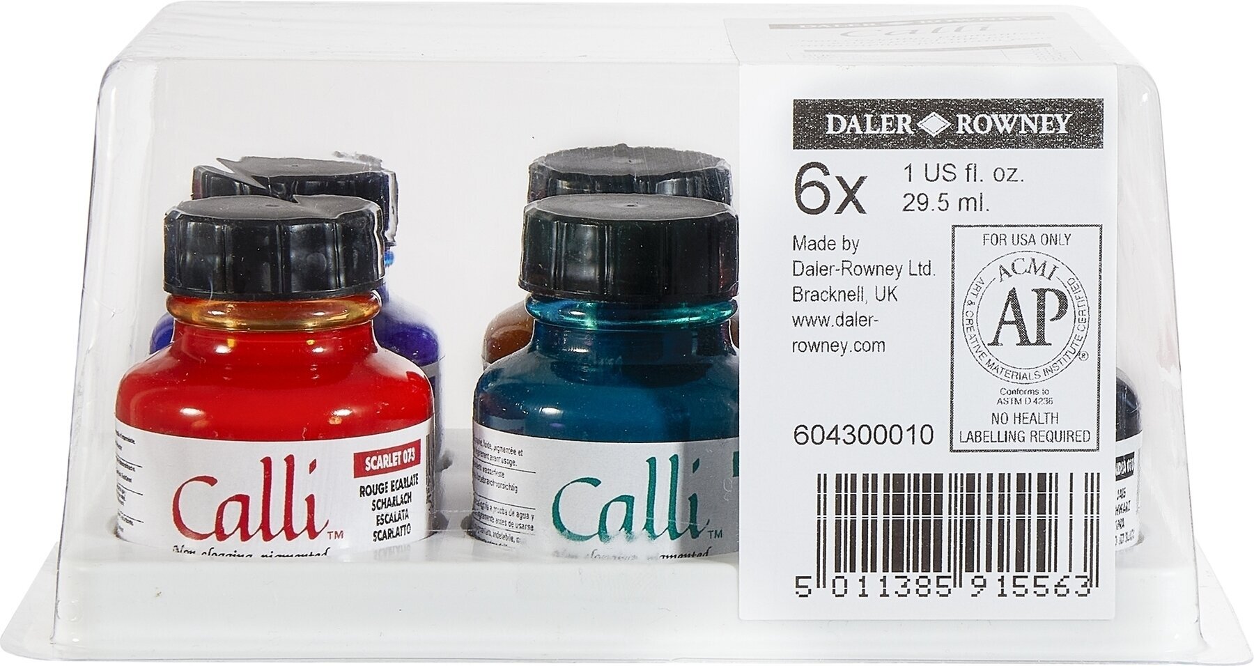 Tinta Daler Rowney Calli Un juego de tintas caligráficas. 6 x 29,5 ml