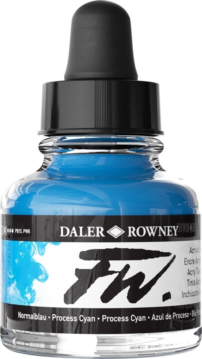 Muste Daler Rowney FW Acrylic Ink Process Cyan 29,5 ml 1 kpl