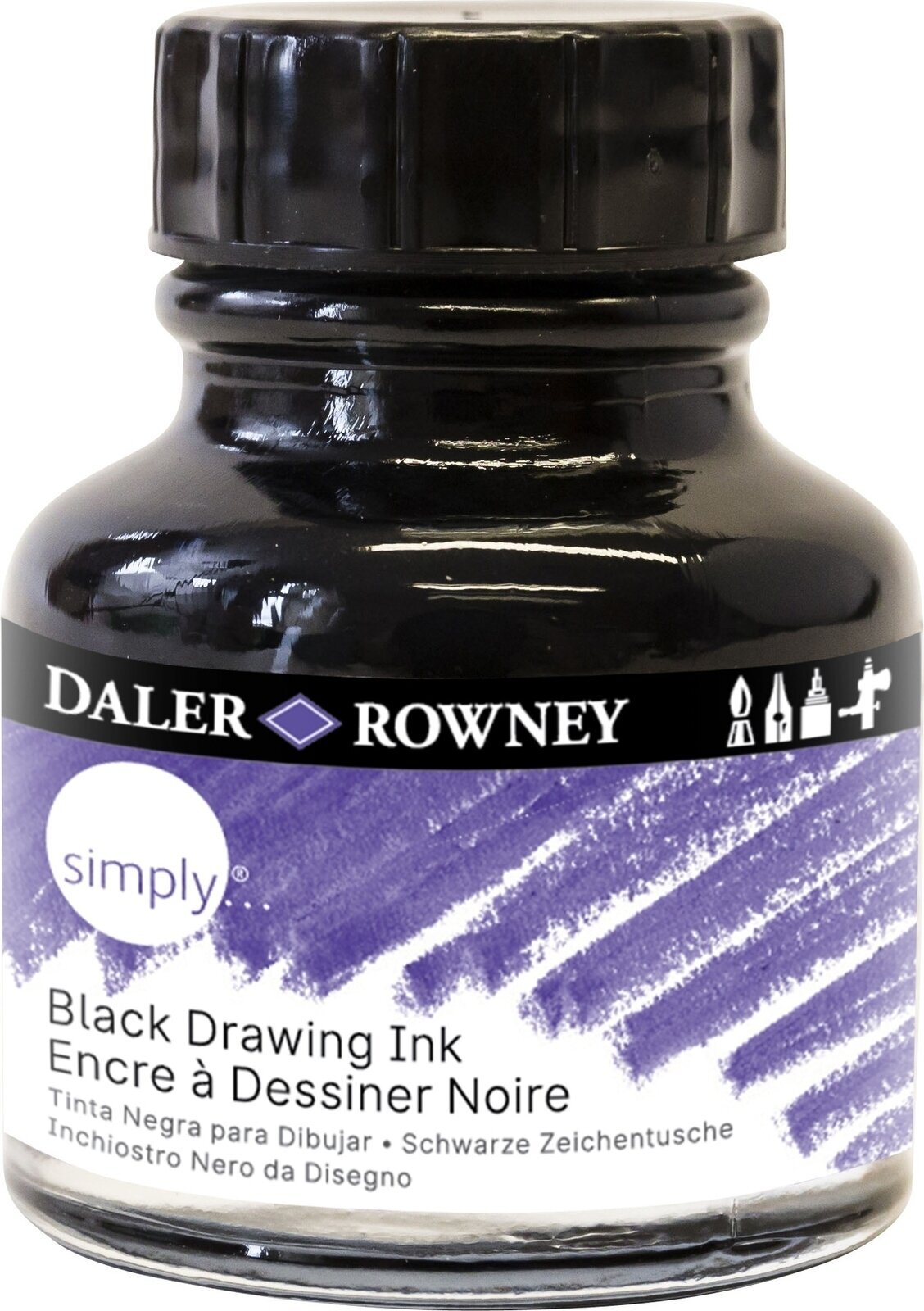 Blæk Daler Rowney Simply Akryl blæk Black 29,5 ml 1 stk.