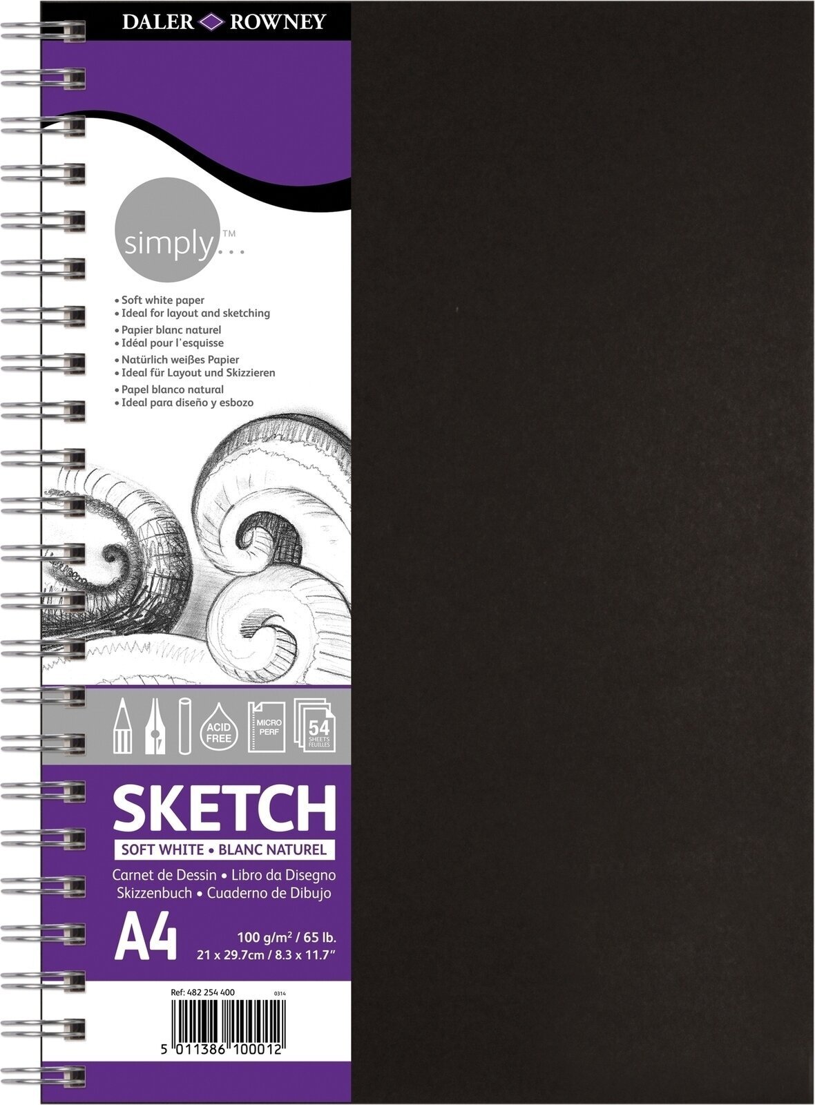 Blok za skiciranje Daler Rowney Simply Sketch Book  Simply A4 100 g Black Blok za skiciranje