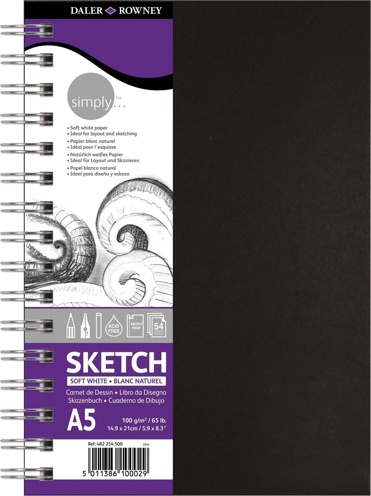 Luonnosvihko Daler Rowney Simply Sketch Book Simply A5 100 g Black