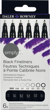 Marker Daler Rowney Simply Synthetic Fine Tip Cardboard Box Markers Black 6 pcs - 1