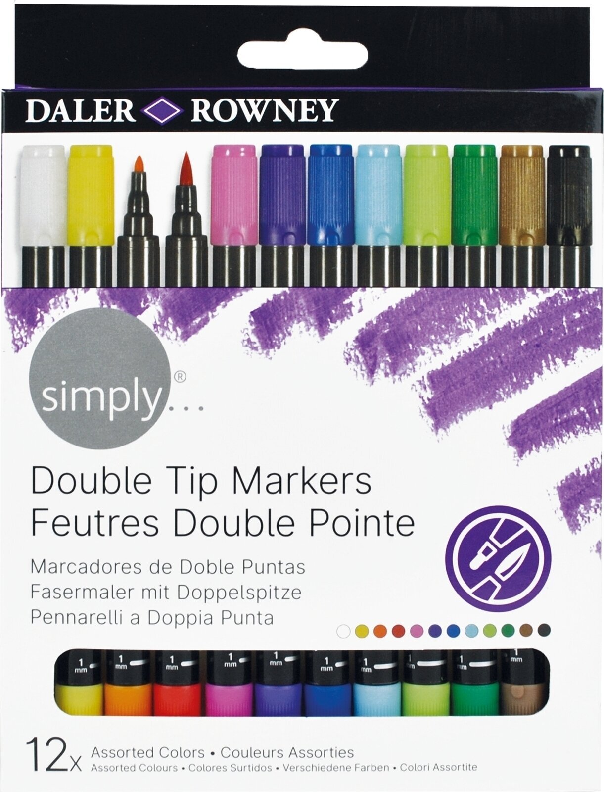 Popisovač Daler Rowney Simply Fine Art Brush Markers Akvarelové perá 12 ks