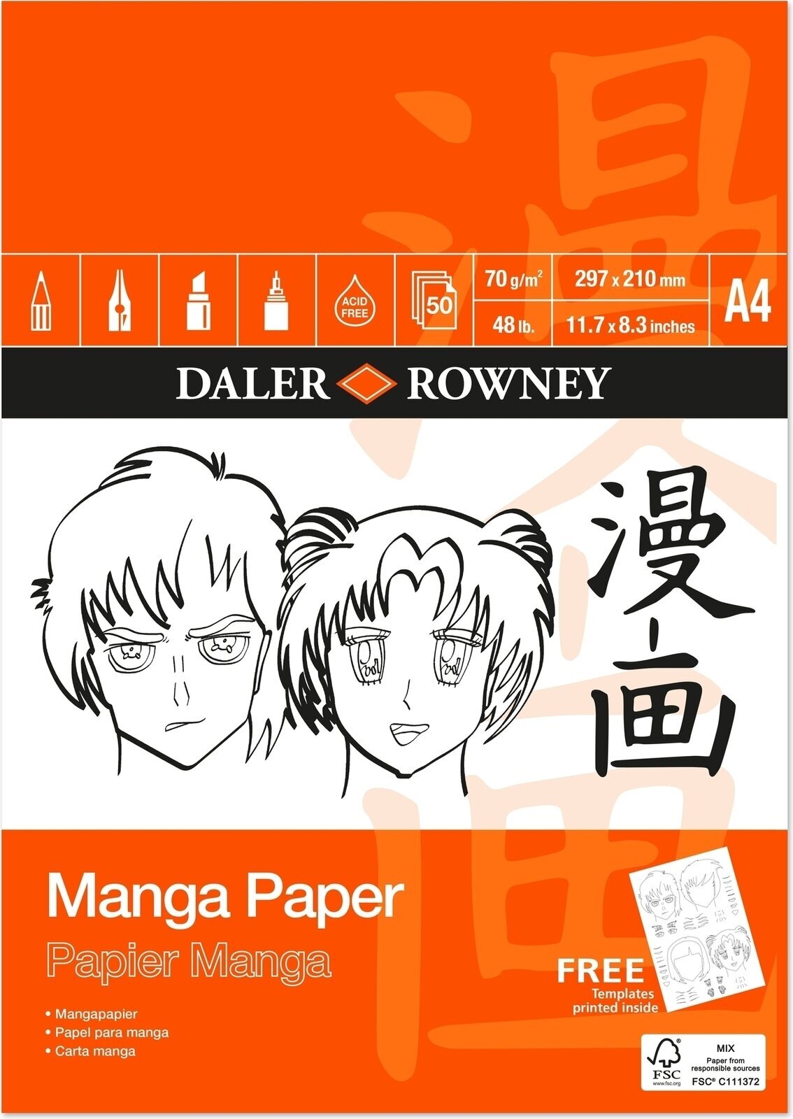 Livro de desenho Daler Rowney Manga Marker Paper A4 70 g Livro de desenho