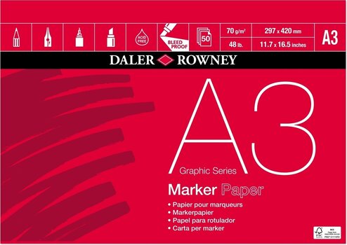 Skissbok Daler Rowney Graphic Series Marker Paper Grafisk A3 70 g Skissbok - 1