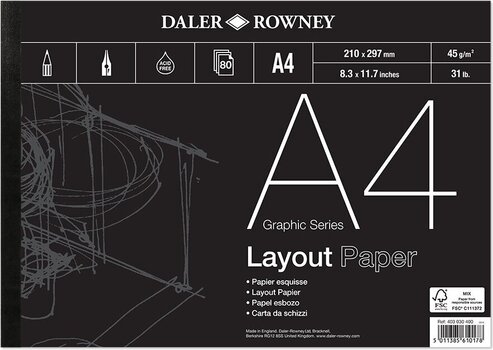 Skicár Daler Rowney Graphic Series Layout Paper Grafika A4 45 g Skicár - 1