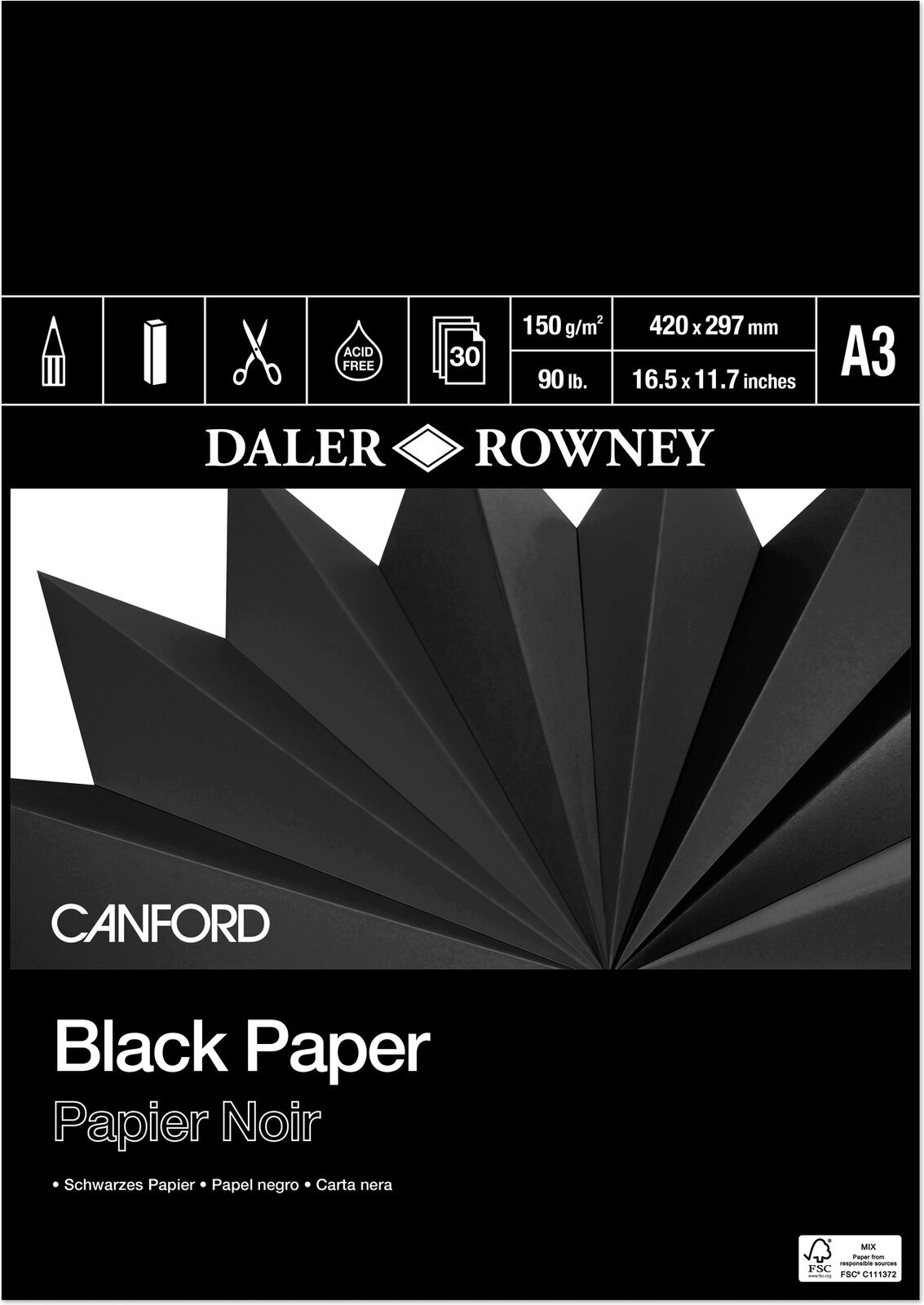 Skicár Daler Rowney Canford Coloured Paper A3 150 g Skicár