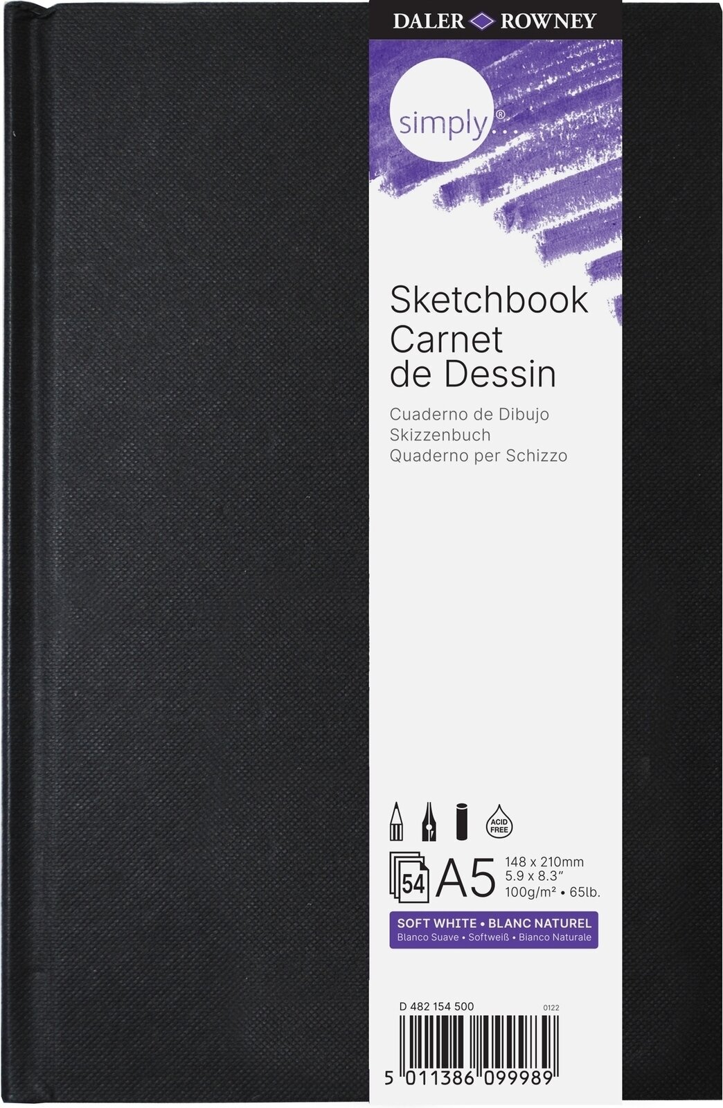 Schetsboek Daler Rowney Simply Sketchbook Simply A5 100 g Black Schetsboek