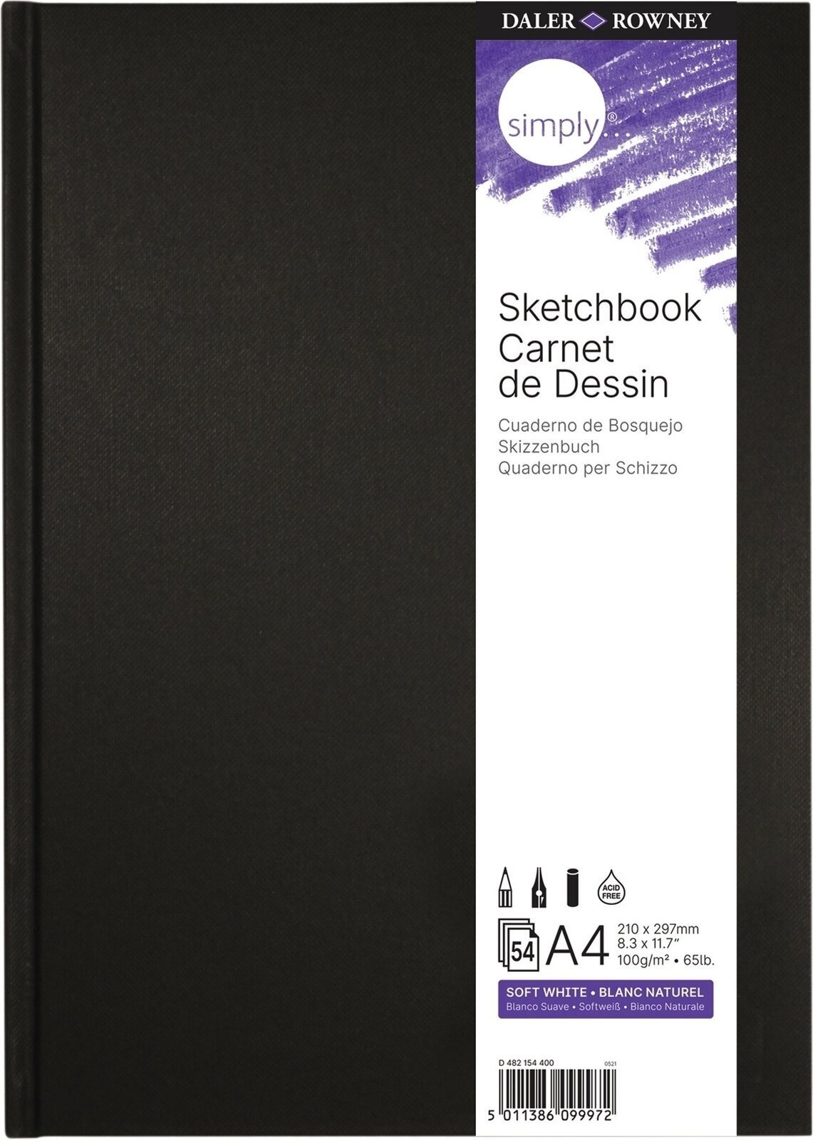 Luonnosvihko Daler Rowney Simply Sketchbook Simply A4 100 g Black Luonnosvihko