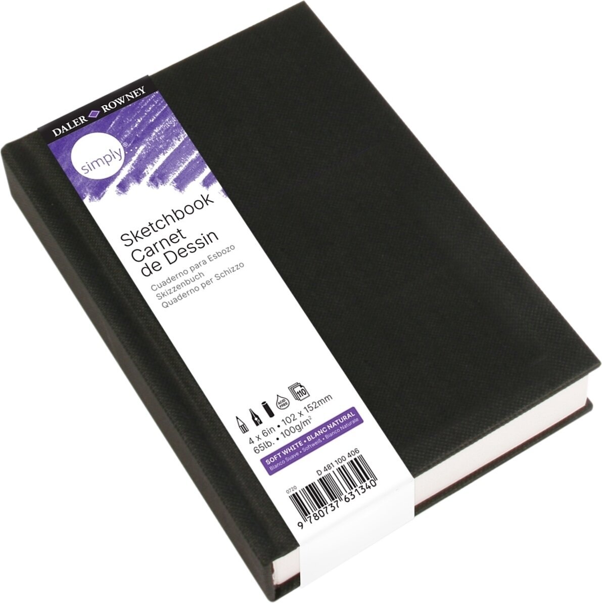 Livro de desenho Daler Rowney Simply Sketchbook Simply 10,2 x 15,2 cm 100 g Black Livro de desenho