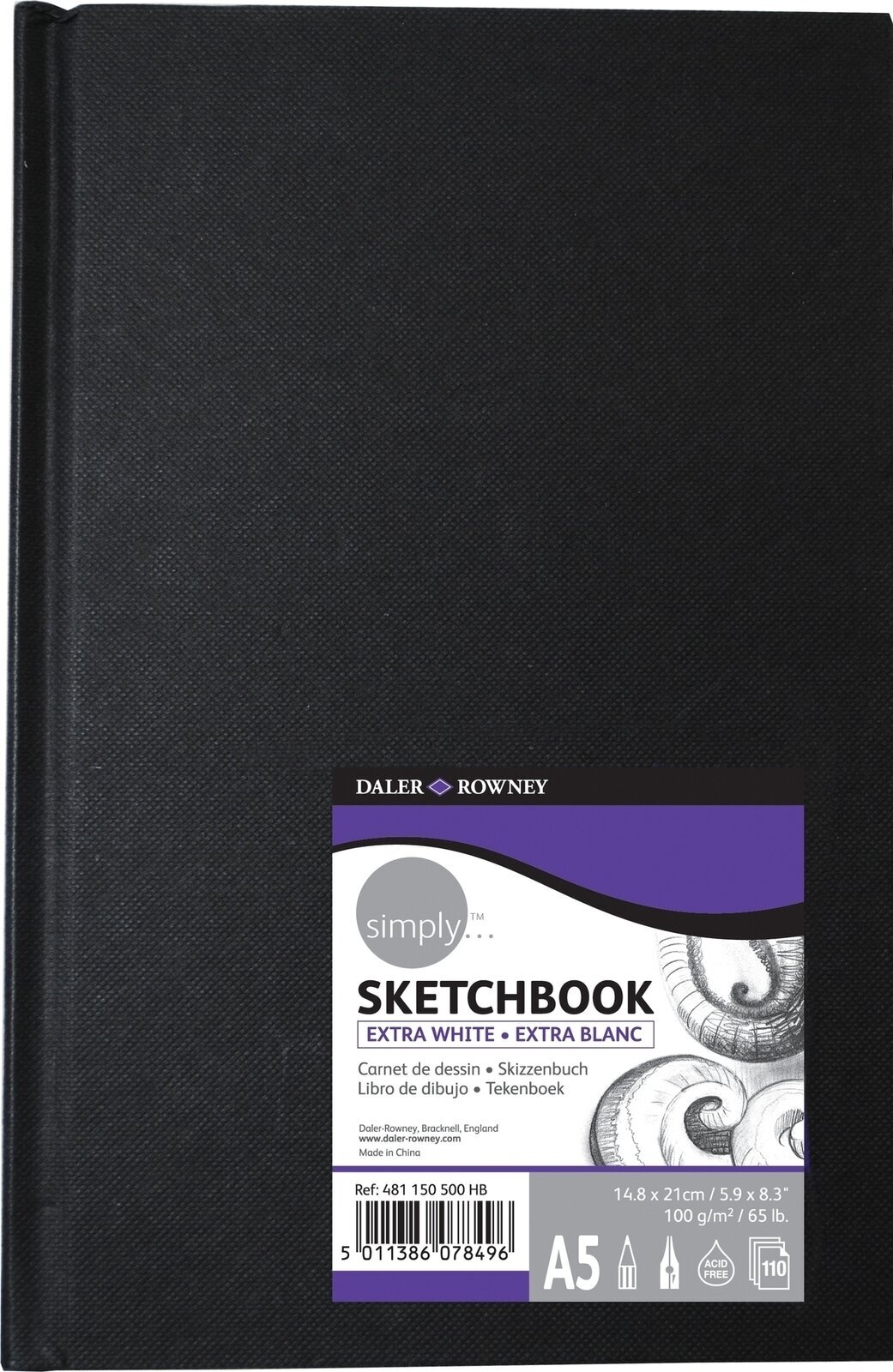 Μπλοκ Ζωγραφικής Daler Rowney Simply Sketchbook Simply A5 100 g Black Μπλοκ Ζωγραφικής