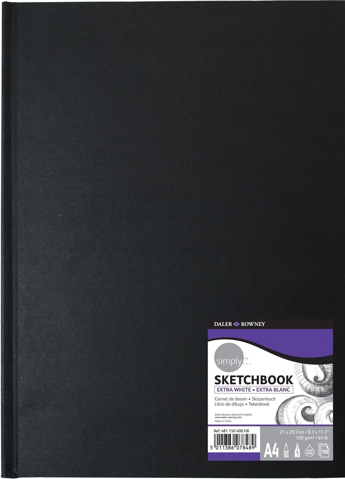 Livro de desenho Daler Rowney Simply Sketchbook Simply A4 100 g Black Livro de desenho