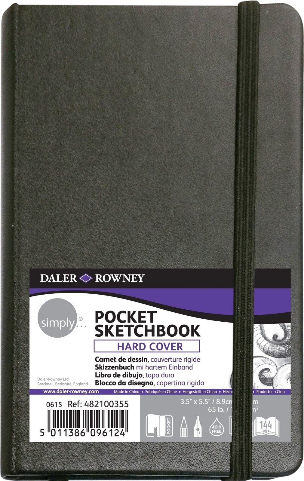 Skicár Daler Rowney Simply Sketchbook Simply 8,9 x 14 cm 100 g Black Skicár