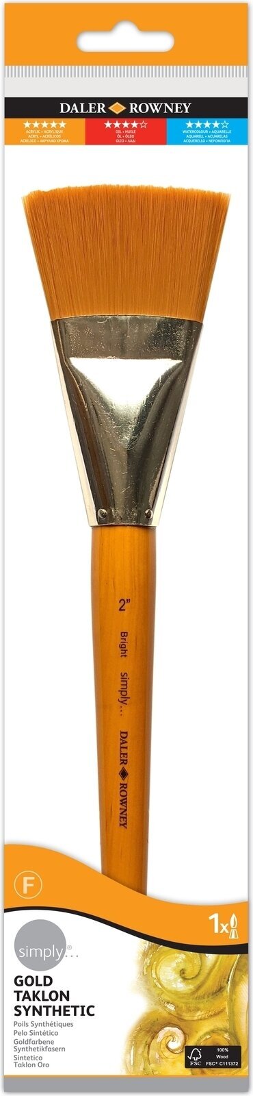 Pennello Daler Rowney Simply Acrylic Brush Gold Taklon Synthetic Pennello piatto 2 1 pz