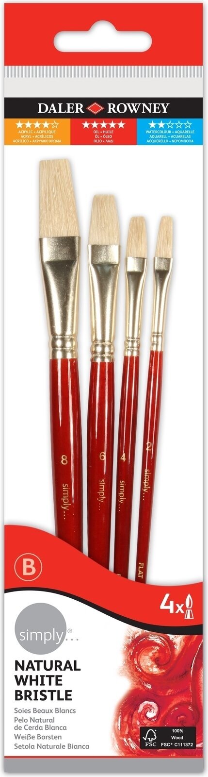 Paint Brush Daler Rowney Simply Oil Brush Natural Set of Brushes 1 pc